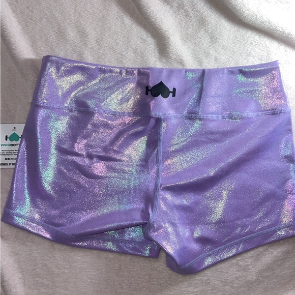 WODBOTTOM Shiny Iridescent Light Purple Shorts - Picture 5 of 7
